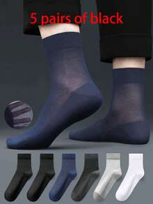 1/5/10/15/20 Pairs Black Thin Crew Socks, Breathable Moisture-Wicking Mesh Socks For Men & Women Plus Size, Suitable For Summer & Autumn - Multicolor - View 11