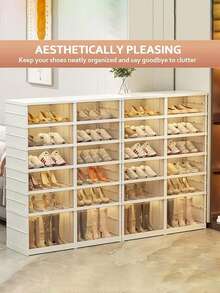 3/6/9-Layer Foldable Shoe Rack Suitable For Wardrobe Entrance. Stackable Transparent Shoe Storage Box With Lid. Large Shoe Rack With Door Height. Plastic Storage Cabinet Easy To Assemble - View 6