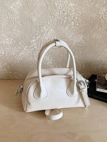 Túi xách bowling đa năng, bóng bẩy, thời trang, túi đeo vai và đeo chéo tối giản phong cách thường ngày dành cho nữ mùa xuân mới, chất liệu cao cấp. - Màu be - Xem 4