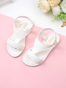 1 đôi dép xăng đan thời trang trẻ em, dép xăng đan đế bằng màu trắng cho bé gái, dép xỏ ngón đế bằng dệt kim, đế chống trơn trượt và chống mài mòn, thích hợp cho các hoạt động mùa hè, tiệc tùng, họp mặt, liên hoan, kỳ nghỉ, du lịch giải trí. - trắng - Xem 1