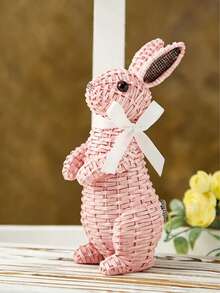1 Set de Figura Tejida de Conejo (Incluye Cinta Blanca) - Diseño de Conejo Adorable, Adecuado para Colocar en la Sala de Estar o el Balcón para Crear una Atmósfera Cálida y Encantadora, Opción Popular para la Decoración del Hogar de Moda, Se Puede Usar para Crear Decoraciones Únicas para Interiores y Exteriores. Decoración de Pascua, Regalo de Pascua. - A - Ver 8