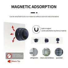 2pcs Mini Wireless Compact Security Camera, 1080P HD Smart Night Vision Camera, Indoor Surveillance Camera For Car/Office, Can Be Used As Dash Cam, Magnetic Clip Design, Real-Time View, Support TF Card Storage (TF Card Not Included), Rotatable Base, Rechargeable Recording, Motion Detection, Cycle Recording, Suitable For Home, Car, Office And Other Scenarios - Black - View 9
