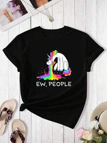 Unisex Size. Women's Plus Size Summer Cotton T-Shirt. 1PC Women's Casual Butterfly Graphic Round Neck Short Sleeve T-Shirt Knitted Fabric Regular Length Top Slight Stretch T-Shirts Sweat-Absorbent Material, Soft And Skin-Friendly. - 黑色 9 - 查看 6