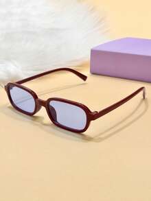 1 par de gafas cuadradas de ojo de gato minimalistas unisex, con montura burdeos, adecuadas para mujeres y hombres, gafas de moda para deportes, viajes, conducción, playa, festivales, vacaciones, calle, pesca, actividades al aire libre, accesorio elegante para el verano, vacaciones, vuelta al colegio - Copos rojos, marrones y azules - Ver 3