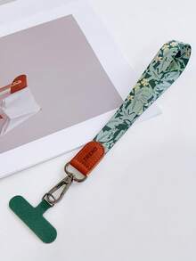 1 pieza Cordón de muñeca grueso y trenzado con clip de hoja de bambú y patrón floral vintage para funda de teléfono móvil - Multicolor - Ver 14