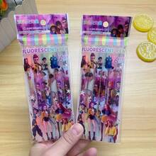 DOBBLE 6pcs K-Pop D Emon Hunting Girl Group Fluorescent Double-Headed Marker Pen, Cartoon Pen, Demon Hunting Girl Group Writing Gift, High-Value Back To School/Birthday/Holiday Gift [Random Delivery] - Multicolor - View 1
