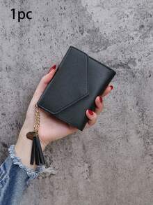Tassel Pendant Decor Wallet Trifold Slim Card Holder Wallet With 1 ID Window 6 Slots 1 Cash Grid Card Holder Multi-Function Wallet Women Short Wallet Fold Coin Purse Purse Flap Card Case Envelope Bag For Travel Vacation Outdoor Travel Essentials - A - View 17