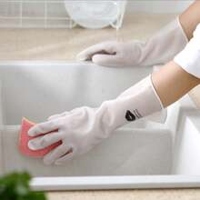 Reusable Long Sleeve Rubber Gloves For Dishwashing, Kitchen & Pet Cleaning - Food PVC Material - Other - View 6