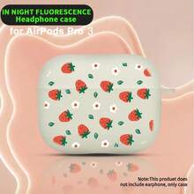 Ốp bảo vệ toàn màn hình màu trắng mờ, họa tiết hoa dâu tây, phát sáng trong bóng tối, tương thích với Apple 1/2/3/4, tương thích với tai nghe Bluetooth không dây Pro thế hệ thứ 2/3/4. - trắng - Xem 6