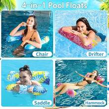 Inflatable Swimming Pool Float Bed, Foldable Floating Lounger With Headrest, Portable Water Hammock Chaise Lounge For Swimming Pool, Beach, Lake, Summer Inflatable Pool Floats For Vacation & Party - Leaf - View 7