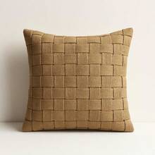 Decorative Cushion Cover In Woven Cotton Ribbon – Rustic Style – 45cm X 45cm - Chocolate Brown - View 11