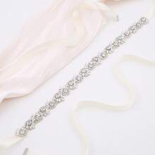 1pc Crystal Embellished Bridal Sash, Rhinestone Wedding Dress Sash - A - View 7