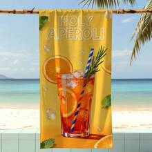 1条橙色“HOLY APEROLI”主题沙滩巾，超柔软超细纤维特大号沙滩毯，超强吸水浴巾，适合旅行、游泳池、潜水、冲浪、瑜伽、露营等场合，多种尺寸可选，沙滩、泳池、旅行、露营、瑜伽必备用品 - HOLY APEROLI - 查看 4