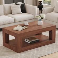 Modern 2-Tier Bathroom Vanity, Rectangular Mid-Table With Open Shelf. The Double Layer Is Superior To MDF. Stable And Wide-Angle, Easy To Assemble. - Brown - View 2