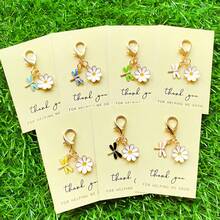 Set de 7 llaveros con libélulas y margaritas, con tarjetas de agradecimiento, regalo perfecto para cumpleaños, San Valentín, graduación, Navidad y vuelta al colegio - Multicolor - Ver 1