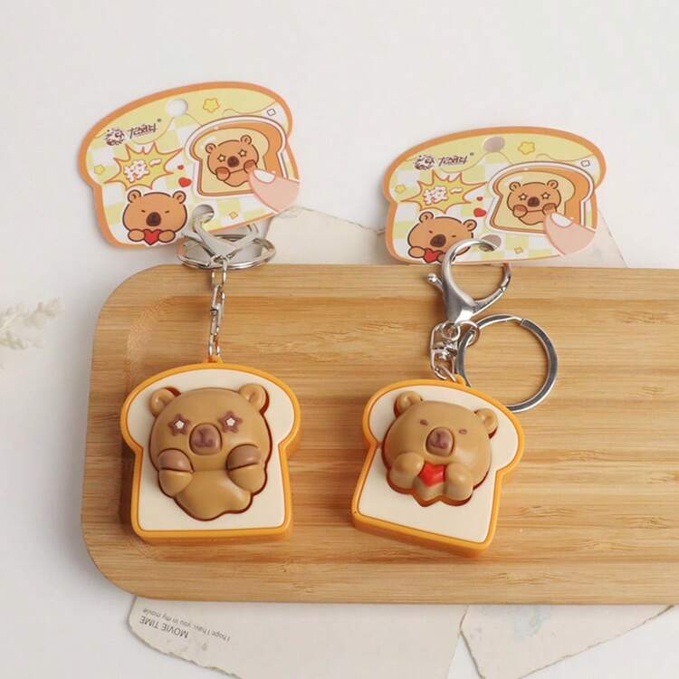 1 chiếc móc khóa Capybara hình bánh mì nướng bóp tay, móc treo chìa khóa bấm, phụ kiện treo ba lô đồ chơi giảm căng thẳng, quà tặng nhỏ - nhiều màu - Xem 4