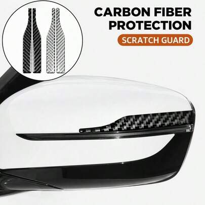 2 miếng dán bảo vệ gương chiếu hậu ô tô, miếng dán sợi carbon chống trầy xước cho mép gương chiếu hậu, bảo vệ chống va chạm nhẹ.