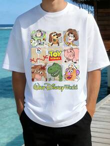 1 Disney-Licensed Cartoon Short-Sleeve T-Shirt, Featuring A Cartoon Toy Story Family Portrait Frame Expression Pattern And Family Parent-Child Print, Perfect For Family Trips And Vacations. This Is A New Short-Sleeve T-Shirt For 2026, An Ideal Choice For Father's Day, Suitable For Both Men And Women. Made Of High-Quality Pure Cotton, Comfortable And Breathable. Exquisite Design, Making It A Top Gift Choice. - 男人 - 查看 2