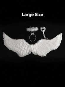 3 Peças Conjunto de Asas de Anjo Brancas para Adultos, Inclui Tiara de Penas e Varinha, Design Elástico, Adequado para Halloween, Natal, Aniversário, Casamento, Apresentação no Palco, Cosplay, Acessórios Fotográficos e Decoração de Feriados, Ótimo Presente para Família e Amigos - A - Visão 17