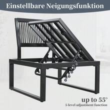 Garten-Essgruppe,Gartenmöbel-Set, Eckstellung, mit verstellbarer Neigefunktion (5-stufig, bis 55°), verzinktes Stahlrohr, Tischplatte Kunststoff-Holz, mit Esstisch, grau + schwarz - Noir et gris - Voir 7