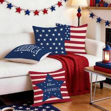 4pcs American Independence Day Patriotic Pattern Pillow Covers, Single-Sided Printed Pillow Shams, Suitable For Living Room, Bedroom, Home Decor, All Season - Multicolor - View 9
