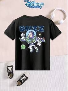 Disney 1pc Teen Boys Casual Toy Story Buzz Lightyear Print Short Sleeve Tshirt Boys Clothes Kids Clothes Boys Boys Shirts Summer - màu đen - Xem 4