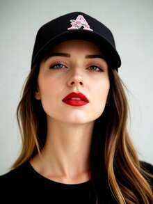 1pc Customized A-Z Letter Women's Baseball Cap, Casual Sun Protection Hat, Adjustable Lightweight Baseball Cap, Fashionable Dad Hat, Essential For OOTD, Sports And Beach,Holiday,Travel - Black - View 3