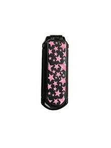 This 2-In-1 Folding Comb With Mirror And Massage Function, Printed With Cute Star, Heart, Sunflower And Colorful Flower Patterns. Portable And Lightweight, Perfect For Daily Commute, Business Trip, Travel, Outdoor Activities, Dating And Student Dorm Use, A Convenient And Practical Hair Styling Tool. - Black - View 14