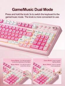 AULA F3099 Wireless Keyboard Rechargeable Mechanical Feel Gaming Keyboard RGB Backlight with Rotary Button Original AULA Bluetooth Keyboard For PC Desktop Game Office Laptop - 查看 8