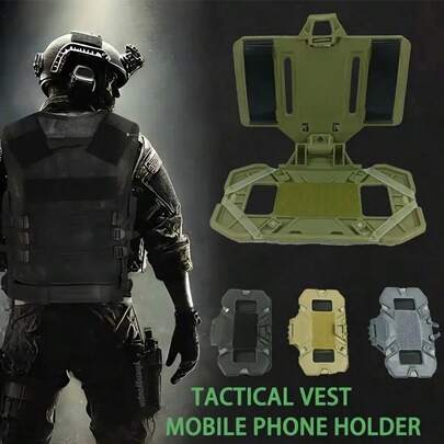 1pc Tactical Vest With Phone Holder, MOLLE Attachment System. Outdoor Military Enthusiast Chest Mount, Field-Issued Chest Plate Carrier, Foldable Navigation Device.
