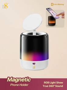 D8 Altavoz Bluetooth con soporte magnético 4 en 1 para mujeres, accesorio de moda 3C, espectáculo de luces RGB, sonido estéreo envolvente de 360° real, emparejamiento TWS y múltiples modos de escucha, soporte para teléfono con imán N52 de gran fuerza, ángulo y altura ajustables, compatible con iPhone 17/16/15/Pro/Pro Max, altavoz portátil con soporte magnético para escritorio, dormitorio, viaje - Ver 19