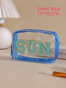 1pc Waterproof Transparent SPF Sunscreen Cosmetic Bag, Waterproof Zipper Makeup Bag, Portable Travel SPF Velvet Sticker Cosmetic Pouch, EVA Plastic Sunscreen Storage Box, Suitable For Vacation, Bathroom, Summer Beach, Swimming And Travel - Multicolor - View 12