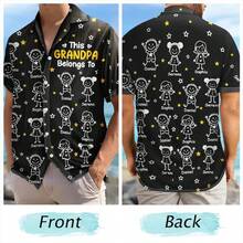 Personalized This Grandpa Belongs To Hawaiian Shirt |   Custom Grandkids Name & Doodle Print |   Men's Short Sleeve Button Down |   Breathable Lightweight Loose Fit |   Unique Father's Day Gift For Grandpa - màu đen - Xem 4