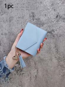 Tassel Pendant Decor Wallet Trifold Slim Card Holder Wallet With 1 ID Window 6 Slots 1 Cash Grid Card Holder Multi-Function Wallet Women Short Wallet Fold Coin Purse Purse Flap Card Case Envelope Bag For Travel Vacation Outdoor Travel Essentials - A - View 16