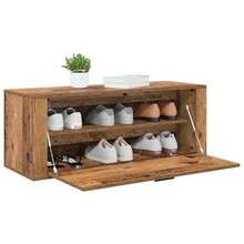 Cabinet à chaussures avec étagère Bois ancien 100 x 35 x 38 cm - Brun - Voir 3