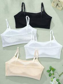 4pcs/Set Solid Color Girls Adjustable Strap Casual Comfortable Sports Bra Tops - Multicolor - View 2