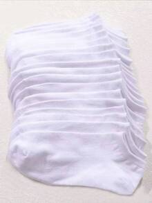 10/20 Pairs Multicolor Women's Short Socks, Summer Thin Casual Fashion Low-Cut Ankle Boat Socks - White - View 7