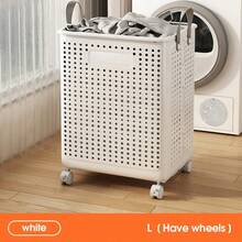 Giỏ đựng quần áo bẩn gấp gọn dung tích lớn có bánh xe (nhiều kích cỡ) - Thiết kế màu trơn, giỏ đựng quần áo bẩn gấp gọn đa chức năng, thích hợp để cất giữ trong phòng tắm và ban công, túi đựng quần áo bẩn, phụ kiện phòng giặt. - Nhiều màu - Xem 13