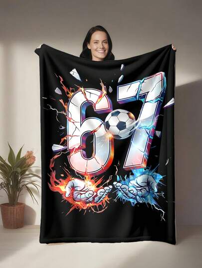 SECHS SIEBEN Fußball Flanell-Decke – mit Feuer & Eis, weich & bequem, vielseitig nutzbar