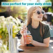 Stainless Steel Straws IceFlow Tumbler 30 Oz, 3 Pack Metal Reusable Straws With 2 Straw Cleaner Brushes IceFlow Tumbler Accessories - 3 món bằng thép không gỉ - Xem 5