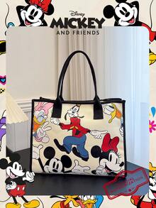 1 Túi vải canvas chính hãng Disney Mickey & Friends, dung tích lớn, túi đeo vai, in hình hoạt hình dễ thương, có thể tái sử dụng, túi xách mua sắm, túi tote thông thường, dành cho nữ/bé gái/học sinh/người hâm mộ/giới trẻ, thích hợp cho trường học, công việc, du lịch, mua sắm, sử dụng hàng ngày. - Nhiều màu - Xem 13