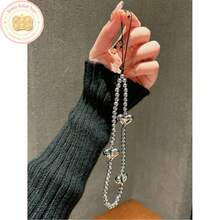 1pc Silver Sweet Electroplated Pink Heart Phone Case Strap Wristband Earphone Pendant Bag Charm For Girls Gifts For Mother Family Friends Birthday Holiday Phone Charm Phone Chain Cute Portable - 銀色 - 查看 6