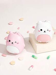 1pc Cute Bear Portable Pill Box, Large Capacity Airtight Medicine Storage Box, Refillable 7-Day Portable Pill Organizer, Small Medicine Storage Box, Airtight Design, Large Capacity Pill Box, Easy To Carry Or Hang On Bag - Multicolor - View 6