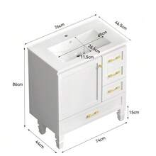 75cm Bathroom Cabinet In White. Ample Storage Space: 1 Soft-Close Door And 3 Drawers. - 白色 - 查看 5