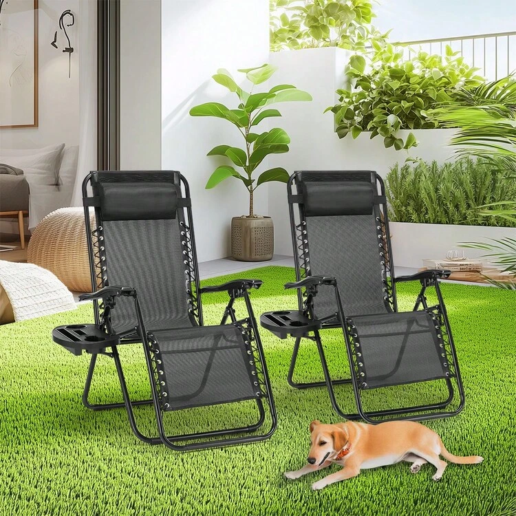 OLIXIS Set Of 2 Outdoor Zero Gravity Chaise Lounge Chairs, Folding