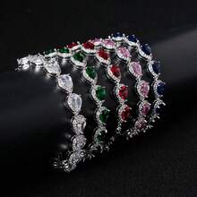 1 chiếc vòng tay thời trang nữ 17.5cm + 3cm, kiểu dáng thanh lịch, đính đá Zirconia 3A hình giọt nước lấp lánh, vòng tay cưới sang trọng, phù hợp cho các dịp kỷ niệm, dạ hội, quà tặng trang sức ngày Valentine, phong cách sang trọng, tiệc tùng, chủ đề ngày lễ, quà tặng. - Vòng đeo tay - Xem 2