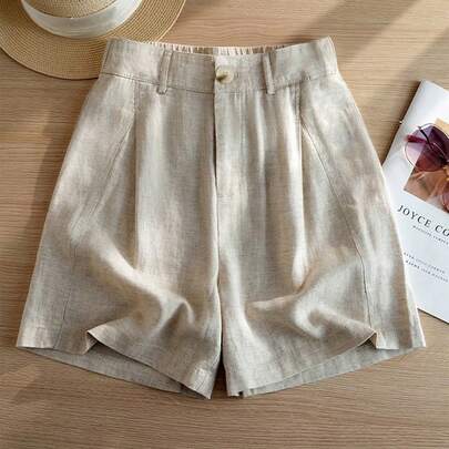Women's Summer Casual Linen Blend Pleated Design Side Pocke…