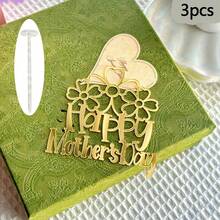 1pc/3pcs/6pcs Acrylic Flower & Butterfly Mother's Day Cake Topper, Suitable For Mother's Day, Mom's Birthday Party DIY Cake & Dessert Decoration - Multicolor - View 22