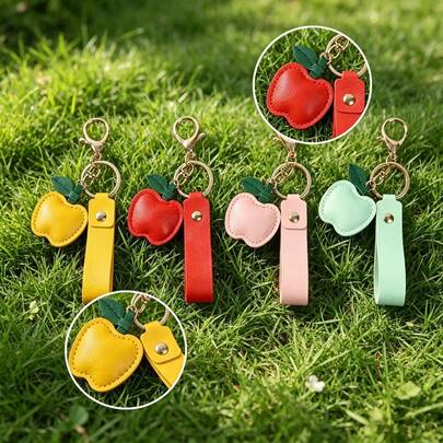 1 Móc khóa da hình quả táo tối giản, màu trơn, phụ kiện túi xách thường ngày, quà tặng cho nữ sinh nhân dịp lễ hội, tốt nghiệp, tri ân giáo viên, sinh nhật, quà tặng mẹ, quà tặng Ngày của Mẹ, đồ dùng cần thiết cho ngày lễ, quà tốt nghiệp, phụ kiện móc khóa dễ thương.