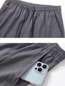 1 chiếc quần cargo nam ngoài trời, quần leo núi chiến thuật nhiều túi, quần thường ngày buộc dây ở mắt cá chân. - Xám - Xem 4